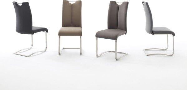 Sedia girevole Artos, foro per maniglia, 140 kg, struttura in acciaio inox, pelle nera