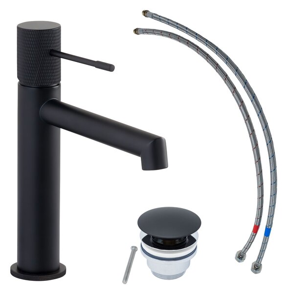 Miscelatore per lavabo SCHÖNER WOHNEN collezione KADIA M, nero opaco, rubinetto adatto ai lavabi a parete del vostro bagno