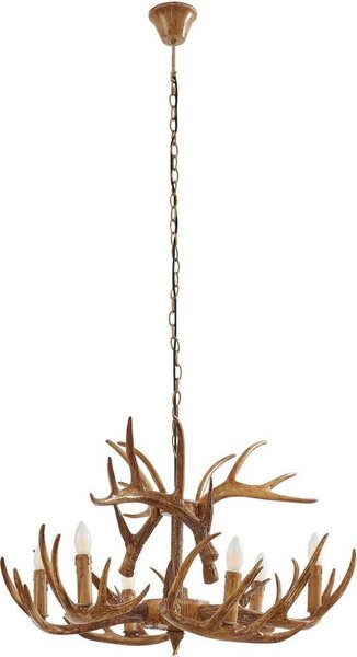Lindby lampada a sospensione Fibi, marrone, corna, 6 luci E14