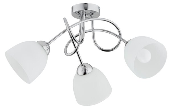 Lampada da soffitto con paralumi in vetro TECTUS, cromata e bianca, 3xE27x15W, metallo, dimensioni: 27x52x52 cm, IP20, Alfa