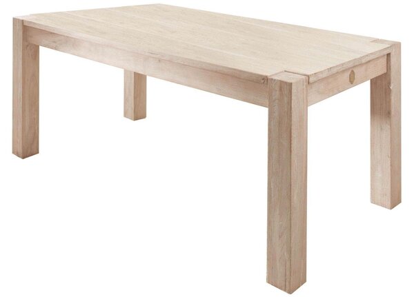 MASSIVMOEBEL24 | tavolo da pranzo in legno di Acacia 90x90x76 pietra bianca sbiancato NATURE WHITE #101