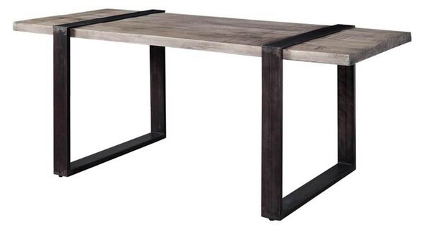 MASSIVMOEBEL24 | tavolo da pranzo in legno di Mango 170x90x76 grigio scuro laccato HEAVY INDUSTRY #103