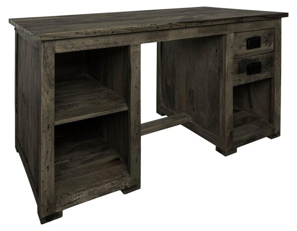 MASSIVMOEBEL24 | scrivania in legno di Mango 140x80x76 grigio scuro laccato RAILWAY