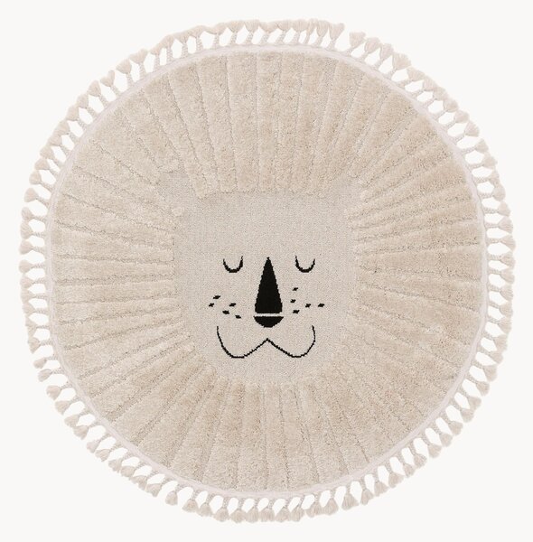 Tappeto rotondo per bambini con nappe e motivo in rilievo Momo