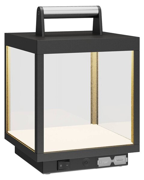 Lucande Lampada da tavolo ricaricabile a LED Cube, alluminio, IP54, dimmerabile