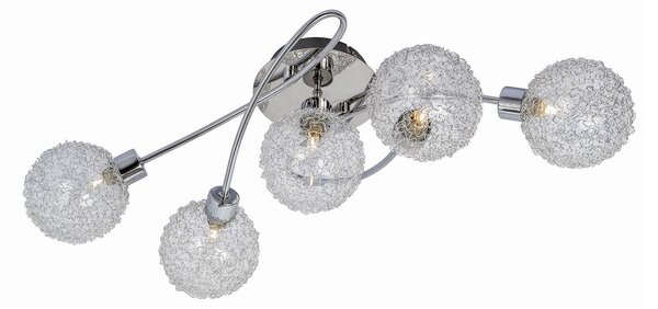 Lampada da soffitto Lindby Ticino, 65 cm, 5 lampadine, metallo, vetro