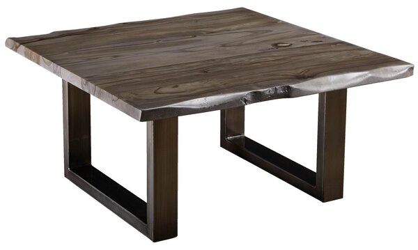 MASSIVMOEBEL24 | FREEFORM #0317 Tavolino da salotto in legno di sheesham - laccato / smoked oak 90x90x45