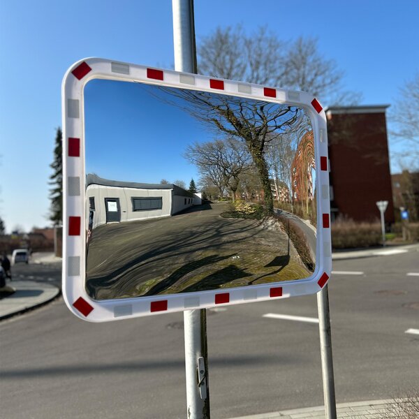 Specchio stradale angolare rosso/bianco 60x80 cm Specchio di sicurezza per interni ed esterni