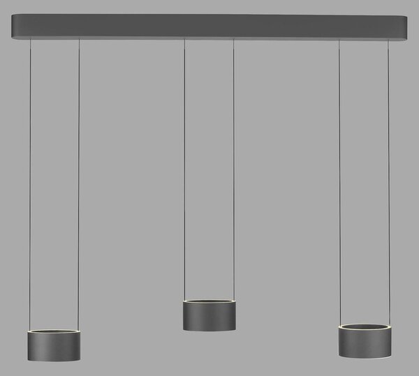 PAUL NEUHAUS Lampada a sospensione a LED PURE Clipse, grigia, telecomando, sistema Comfortlift, funzione memoria, 2200–5000 K