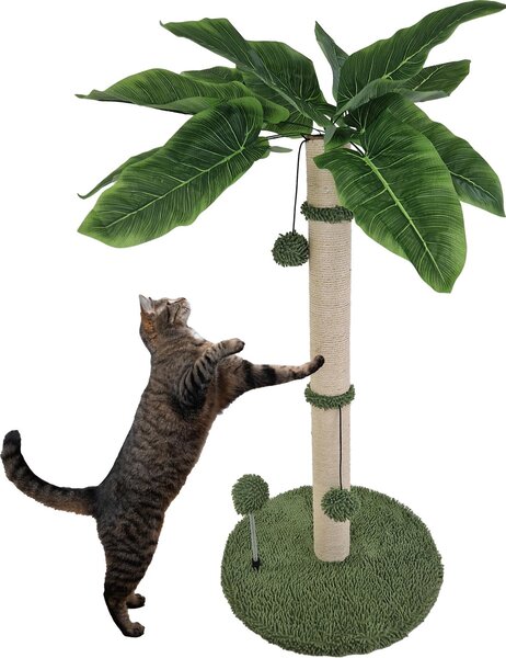 Albero tiragraffi palma 85 cm di altezza con colonna in spugna e sisal per affilare gli artigli, giocare e arrampicarsi