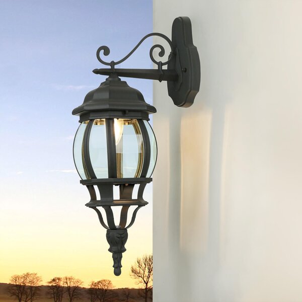 Applique da esterno cortile IP44 antracite E27 vetro alluminio applique rustica da esterno