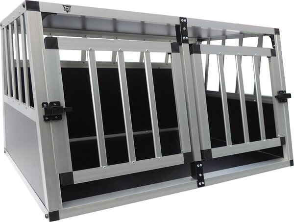 Trasportino per cani SPOCADO "Villa" | 89 x 69 x 50 cm | 12 kg | Alluminio e MDF | Angoli rinforzati in plastica | Resistente alle intemperie | Nero/grigio | SCO-8