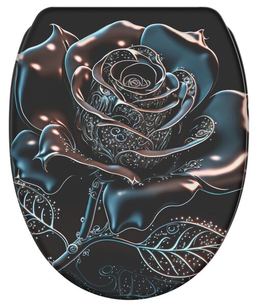 Sedile WC SANILO® con chiusura ammortizzata e chiusura rapida Black Roses, coperchio WC direttamente dal produttore, coperchio per WC, sedile WC, coperchio per WC