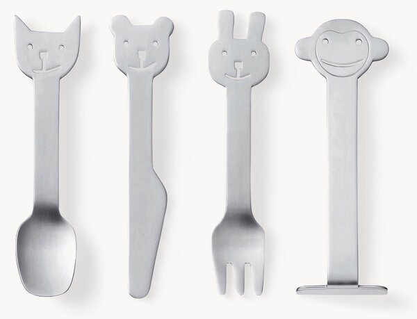 Set di 4 posate spazzolate opache per bambini Animal Friends