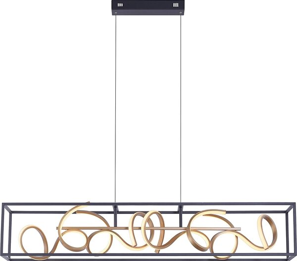 Paul Neuhaus, LED, lampada a sospensione Selina, nero-oro, 46W-2250lm, dimmerabile