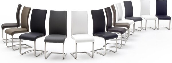 Sedia da pranzo >Muvo I< (set da 2) in metallo bianco - 43x103x52 cm (LxAxP)