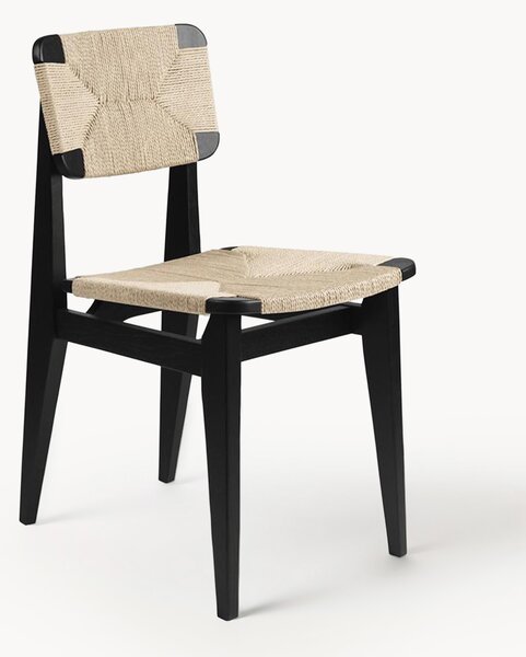 Sedia in legno in legno di quercia con seduta intrecciata C-Chair