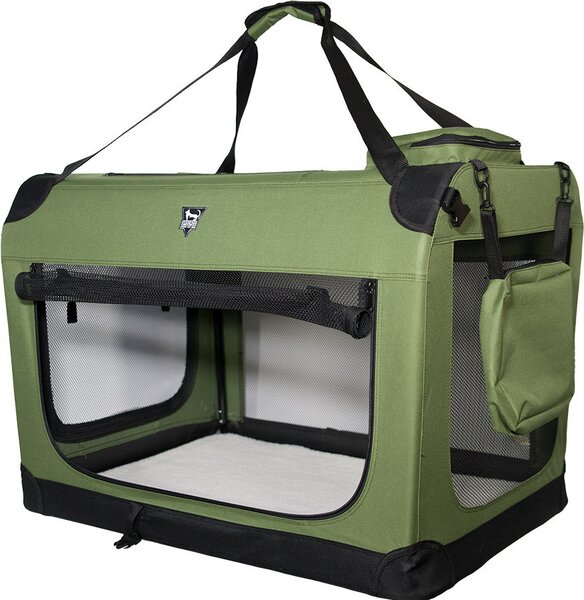 Trasportino SPOCADO "Palace" | 82 x 59 x 59 cm | Pieghevole | 3 aperture con cerniera | Coperta inclusa | Perfetto per i viaggi | verde | SCO-24