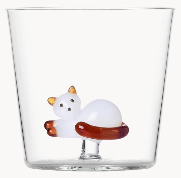 Bicchiere in vetro borosilicato fatto a mano Tabby Cat