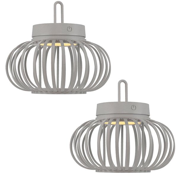 Set di 2 lampade a sospensione/tavolo a LED, color sabbia, con dimmer touch, diametro 25 cm