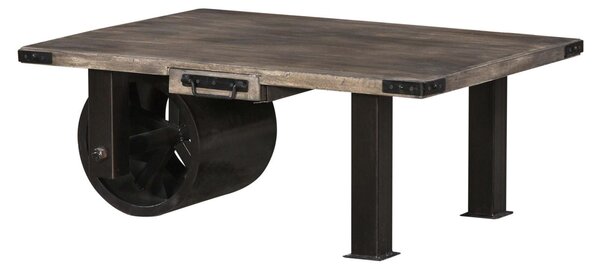 MASSIVMOEBEL24 | tavolino da salotto in legno di Mango 110x80x43 grigio scuro laccato RAILWAY #205