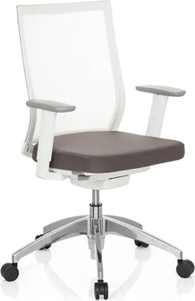 Sedia da ufficio, girevole, ASPEN WHITE Trasparente / Grigio