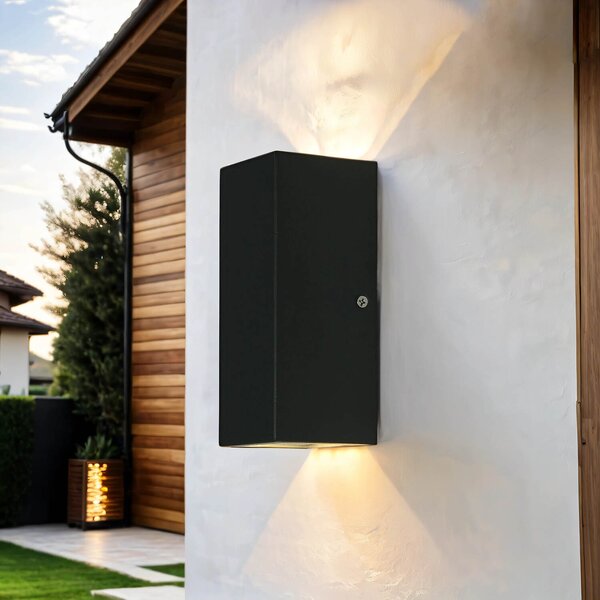 Moderna lampada da esterno Up Down IP44 16 cm di altezza in acciaio inox vetro parete luce LED balcone terrazza facciata cortile
