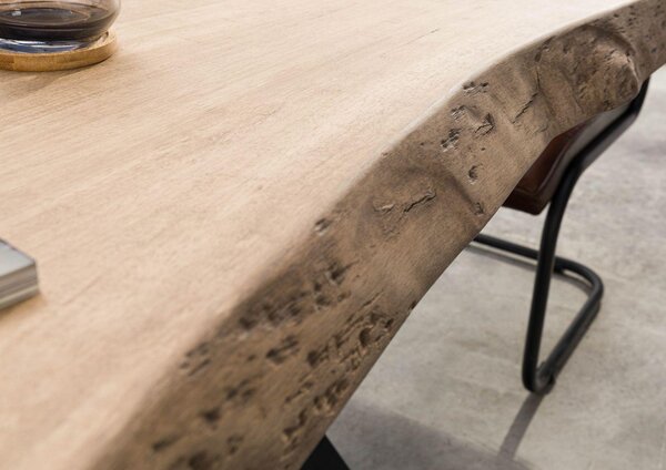 MASSIVMOEBEL24 | Tavolo da pranzo in legno di mango - laccato beige / gambe mikado antracite matt 200x100x79