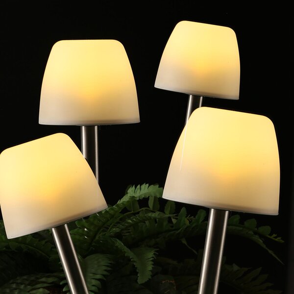 Lampade da giardino a LED e a energia solare - Lampada da giardino - LED bianco caldo - A: 28 cm - Picchetto da terra - Bianco opaco - Set da 4