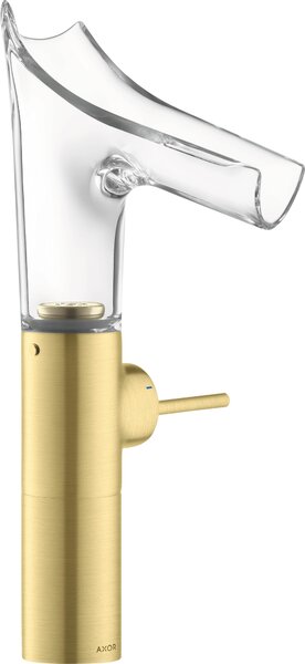 Hansgrohe AXOR Starck V Mitigeur monocommande de lavabo 220 avec bec verseur en verre pour lavabos avec garniture de vidage, 12114950, 12114950