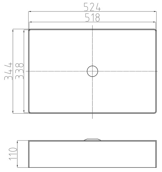 Lavabo da appoggio NT12 - acciaio inox - 52,4 x 34,4 x 11 cm, colore: nero opaco