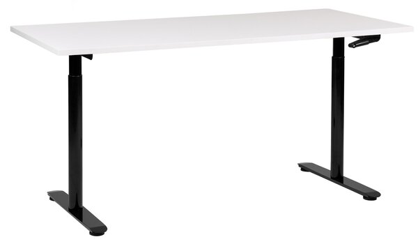 BELIANI Scrivania regolabile in altezza piano bianco struttura in acciaio nero 160 x 72 cm regolazione manuale in altezza ufficio moderno