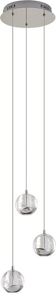 Lucande Lampada a sospensione a LED Hayley, Ø 25 cm, 3 ganci, cromo, vetro