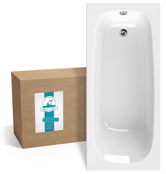 Vasca da bagno rettangolare Calmwaters® 170x75 cm, vasca in acrilico originale, vasca ergonomica sagomata, dimensioni 170 x 75 cm, vasca da bagno rettangolare bianca, 02SL3012