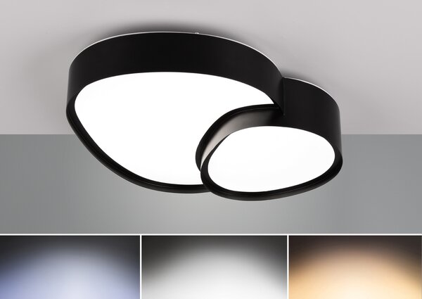 Lampada da soffitto Trio Rise LED 21 W, dimmerabile, nero opaco, temperatura di colore regolabile, luce notturna