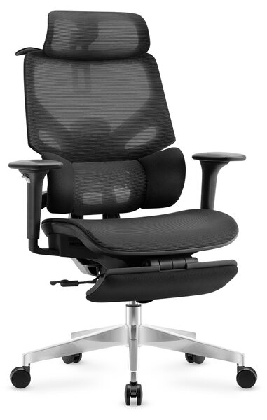 Mark Adler Expert 8.7 Sedia da ufficio ergonomica in rete nera, braccioli 4D, schienale regolabile, poggiatesta, poggiapiedi