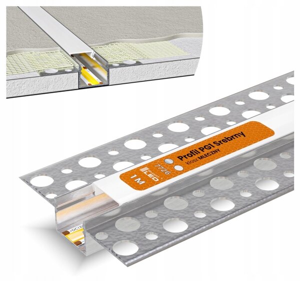Profilo da incasso per strisce LED 1 m argento/bianco