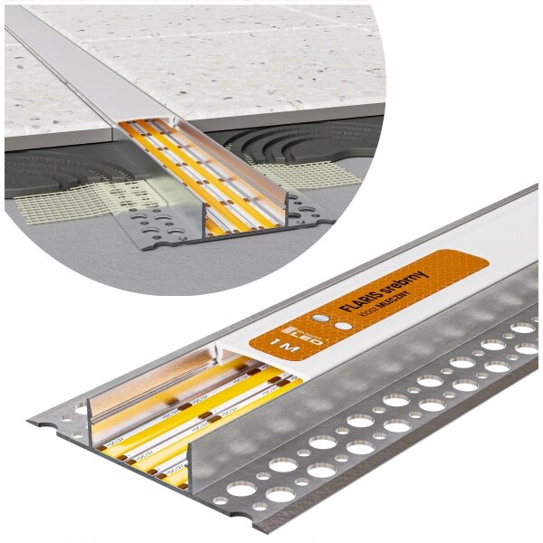 Profilo ad incasso per strisce LED 1 m, argento/bianco