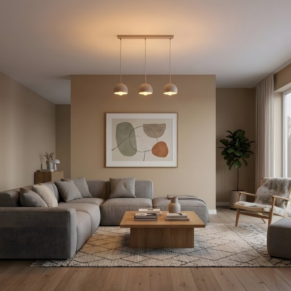 Lampada a sospensione con cavo SOOL 3xE27/15W/230V crema