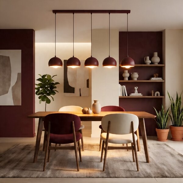 Lampadario sospeso SOOL 5xE27/15W/230V bordeaux