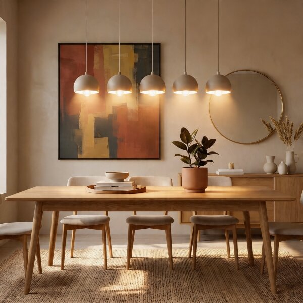 Lampadario sospeso con cavo SOOL 5xE27/15W/230V beige