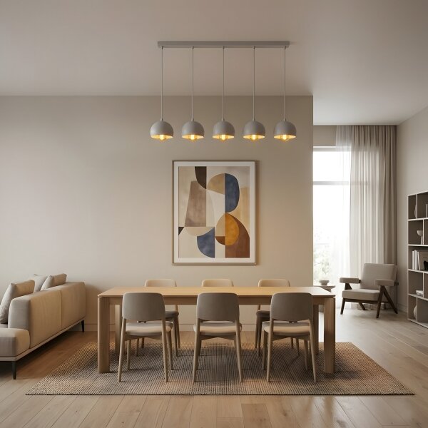 Lampadario a sospensione con cavo SOOL 5xE27/15W/230V, bianco