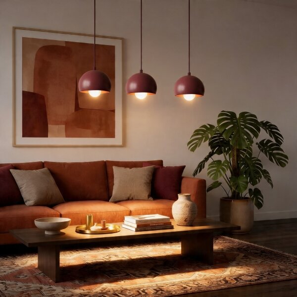 Lampadario a cavo SOOL 3xE27/15W/230V bordeaux