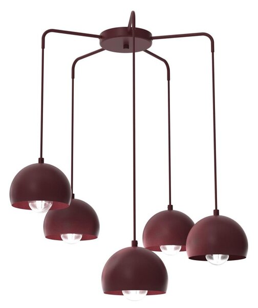 Lampadario a sospensione su cavo SOOL 5xE27/15W/230V bordeaux