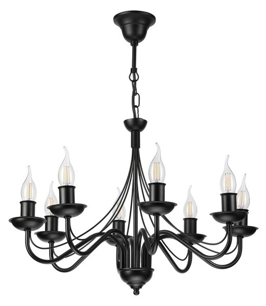 Lampadario a sospensione con catena ANTON 8xE14/60W/230V nero