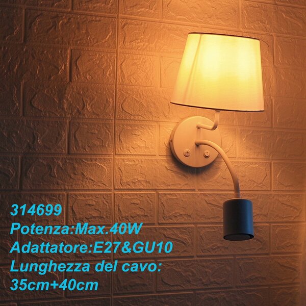 Applique da parete JUP Bianco IP20 1 x E27 Aigostar