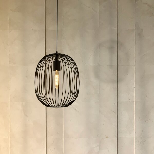 Lampadario sospeso a cavo OVELLA 1xE27/15W/230V diam. 34 cm nero