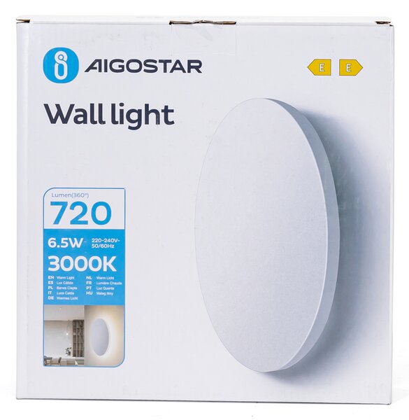 Applique Led da parete Plat 6,5W rotondo Bianco IP20 Bianco caldo 3000K Aigostar