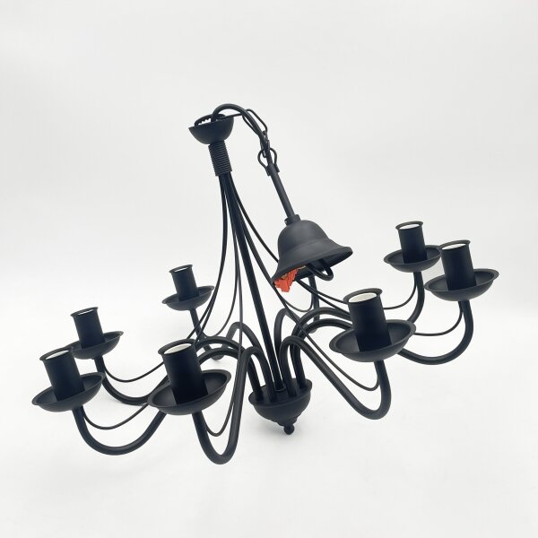Lampadario a sospensione con catena ANTON 8xE14/60W/230V nero