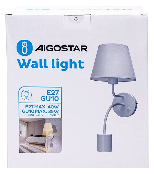 Applique da parete UaD Bianco IP20 1 x GU10 1 x E27 Aigostar